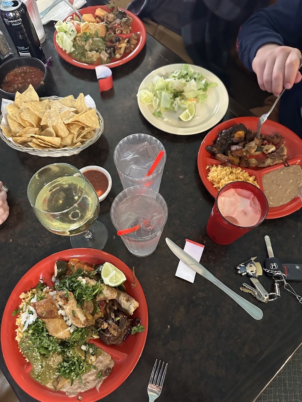 Food menu with appetizers and entrees.