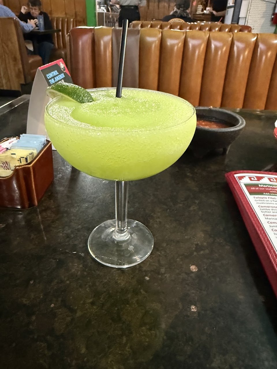 Restaurant menu with drinks and brunch items.
