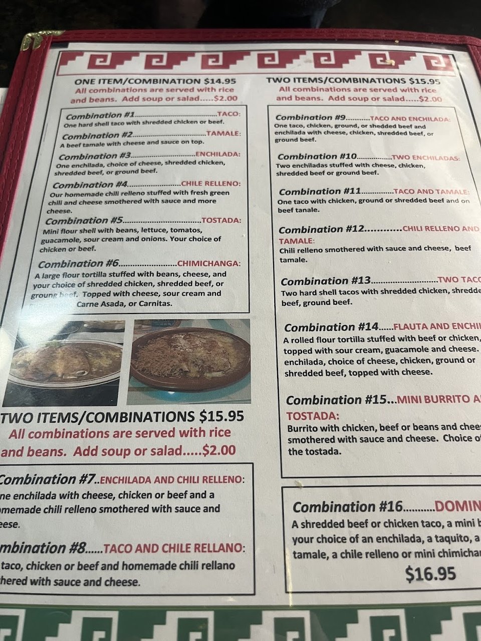 Restaurant menu with drinks and brunch items.